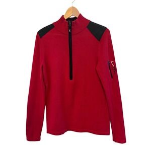 LRL Active Ralph Lauren Polo Red/Black 1/4 Zip Cotton Mock Turtleneck Sweater L